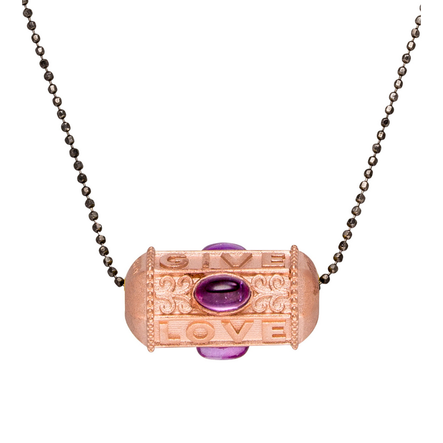 Give, Love & Hope ZWARTE KETTING, roségoud