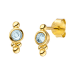 Geburtsstein Ohrringe März mit Aquamarin Edelsteinen aus vergoldetem Sterlingsilber.
