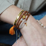 Mantra bangle "Lokah Samastah" beads rose gold