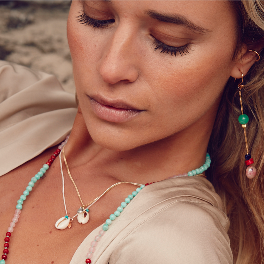 Love Chain Kauri Shell Gold-Mix, Türkis