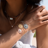 Mandala meditation bracelet, silver