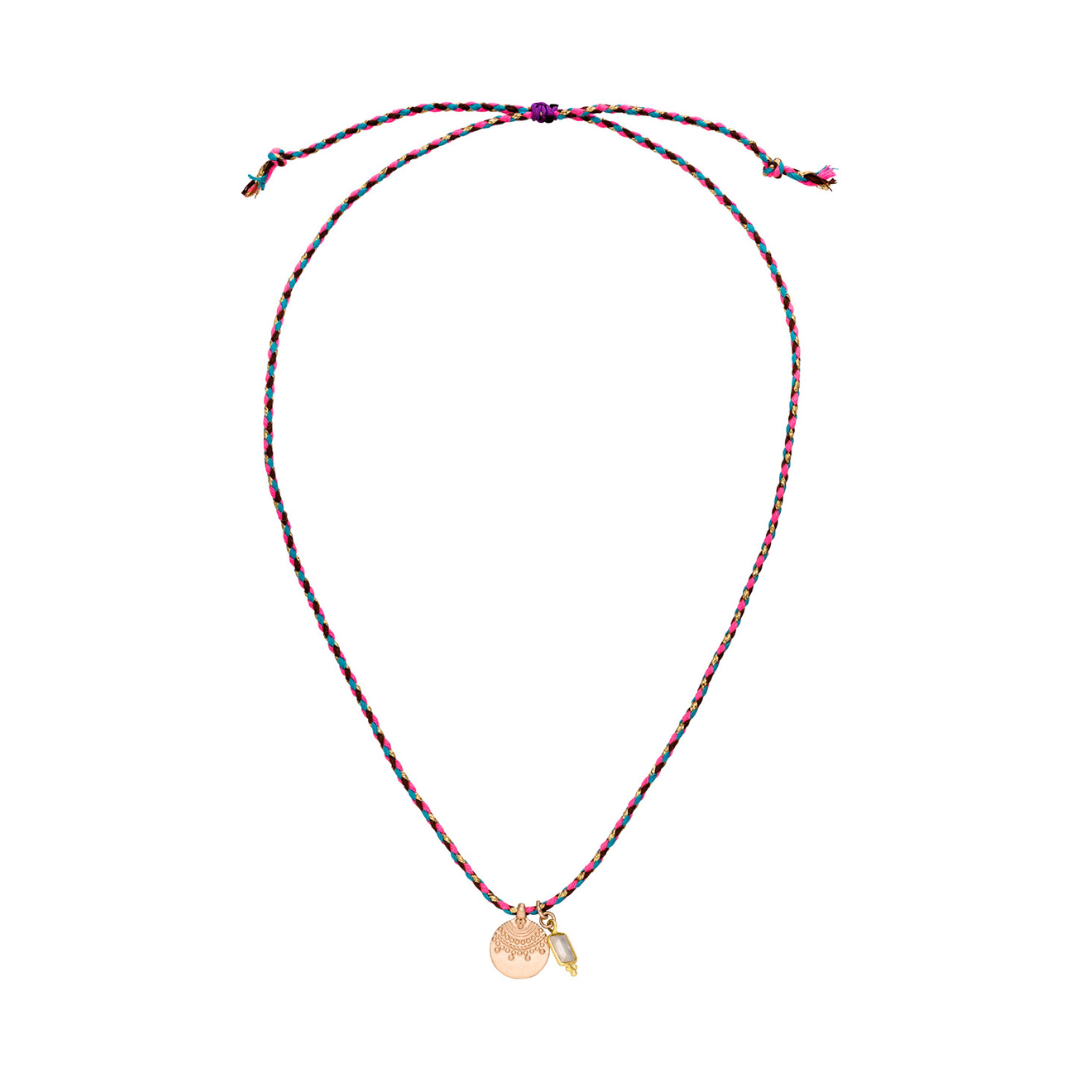 Transformations-Kette Choker innere Sonne in rosévergoldet mit Makramee Verschluss