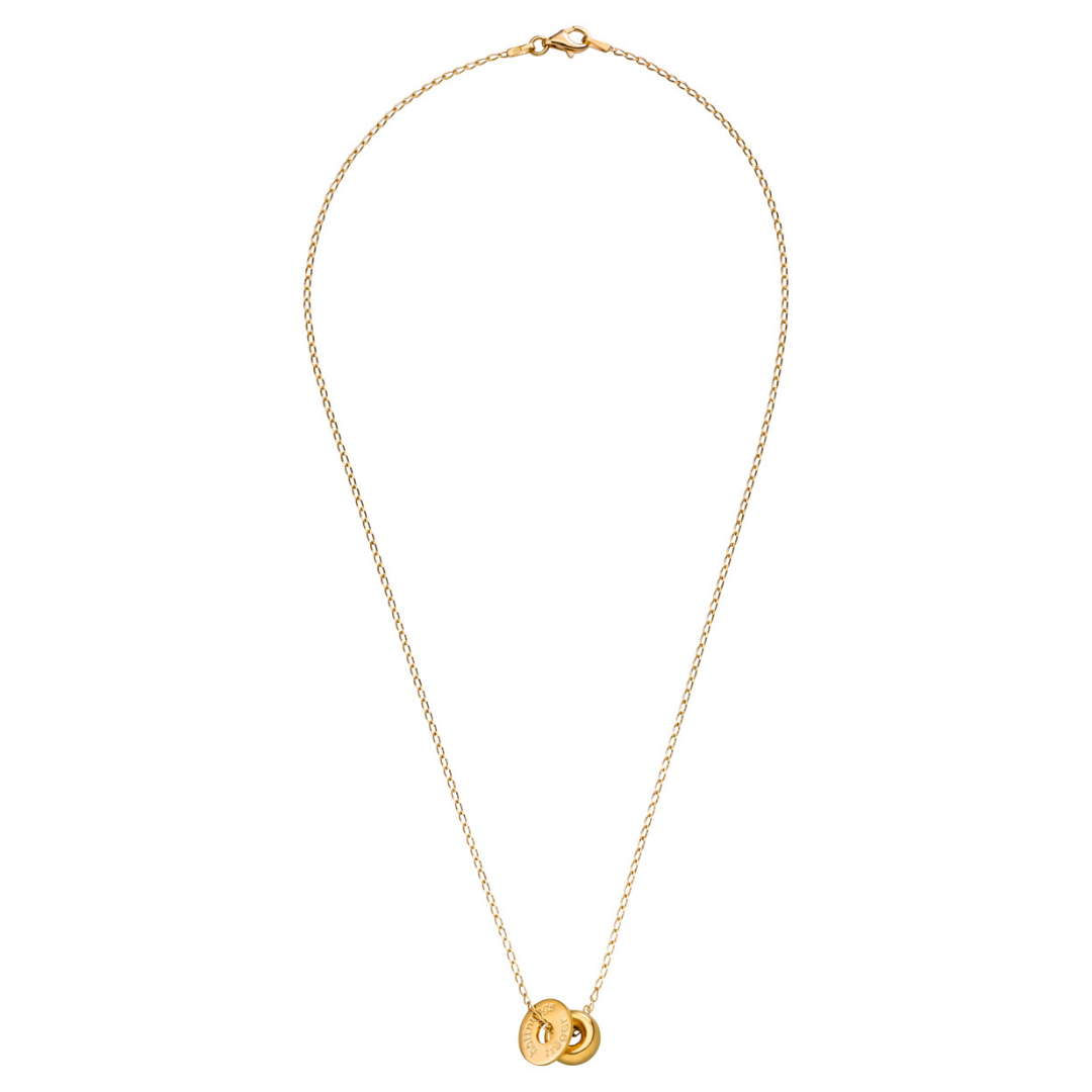 Goldene Donut Anhänger Kette mit Glücksbringer Anhänger.