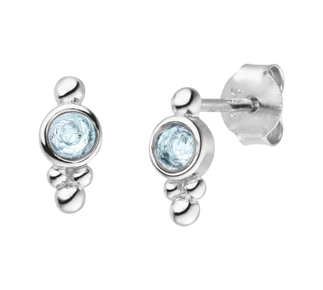 Silber Ohrringe mit Aquamarin Geburtsstein März und 925er Silber.