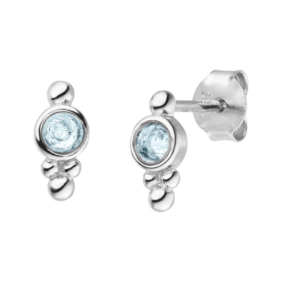Silber Ohrringe mit Aquamarin Geburtsstein März und 925er Silber.