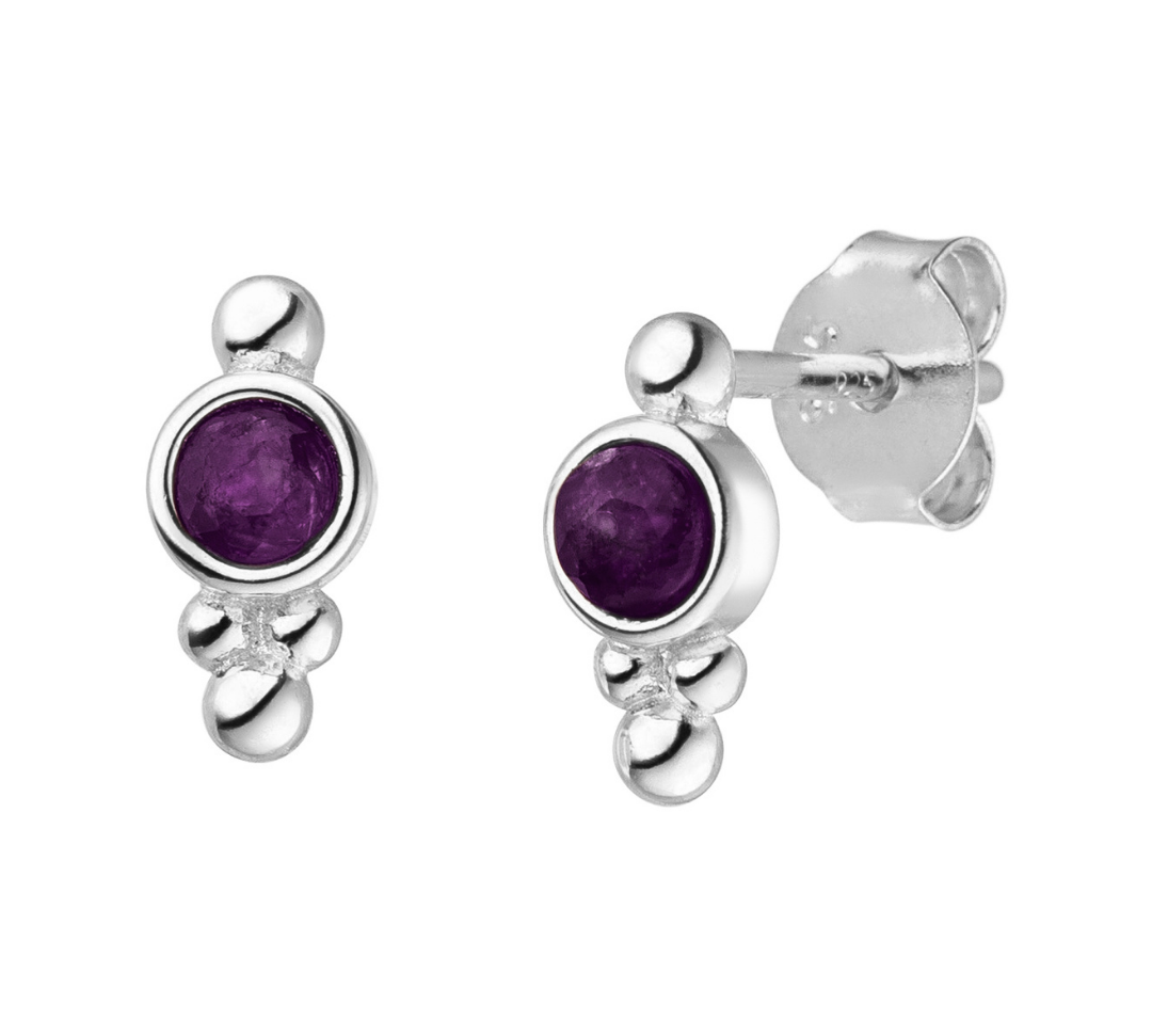 Geburtsstein Ohrringe Februar mit Amethyst in 925er Silber.