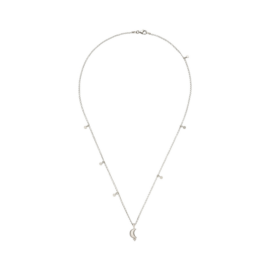 Magische maan glitterketting, zilver