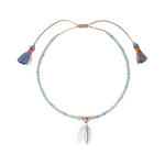 Edelstein Armband mit Topaz und Sonnenstein Edelsteinen und 925er Silber Feder Anhängern.